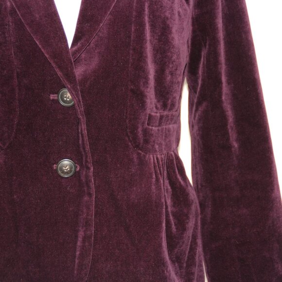 J. CREW Women's Purple Eggplant Velvet Button Up Peplum Blazer Jacket Size 8 - Picture 6 of 11